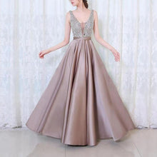Load image into Gallery viewer, women dress Sexy V-neck Elegant 2019 Natural Sequins Shiny Wedding Bridal Evening gown Party Long birthday dress for women