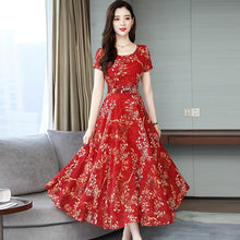 Load image into Gallery viewer, Women Floral Printed party dress short sleeve sexy long vestidos Women Elegant spring summer dress