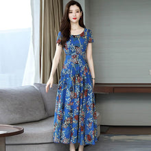 Load image into Gallery viewer, Women Floral Printed party dress short sleeve sexy long vestidos Women Elegant spring summer dress