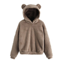 Load image into Gallery viewer, Fluffy Velvet Long Sleeve Fleece Sweatshirt Autumn Winter Women's Warm Bear Shape Fuzzy Hoodie Pullover Hoody Sweatshirts Mujer