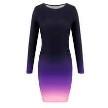 Load image into Gallery viewer, Lady Office Elegant Dress Women O-Neck Long Sleeve Ladies Slim Sexy Bodycon Dresses Female Gradient Print Pencil Dress