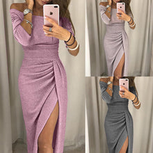 Load image into Gallery viewer, Meihuida Women Off Shoulder Bodycon Dress Split Maxi Dress Party Evening Gown Wear Jupe Femme Faldas Mujer